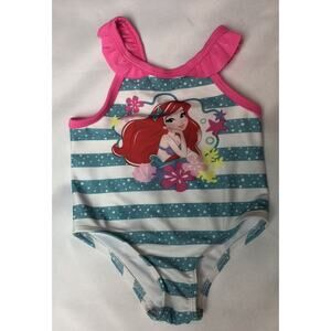 Disney Baby Swimsuit 3-6 Months Pink Blue Ariel Little Mermaid Lined Infant Girl